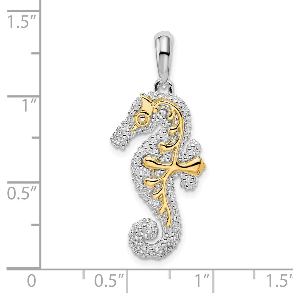FJC Finejewelers 925 Silver and 14k Yellow Gold  3D Lg. Seahorse with Accent Charm 33 x 14 mm