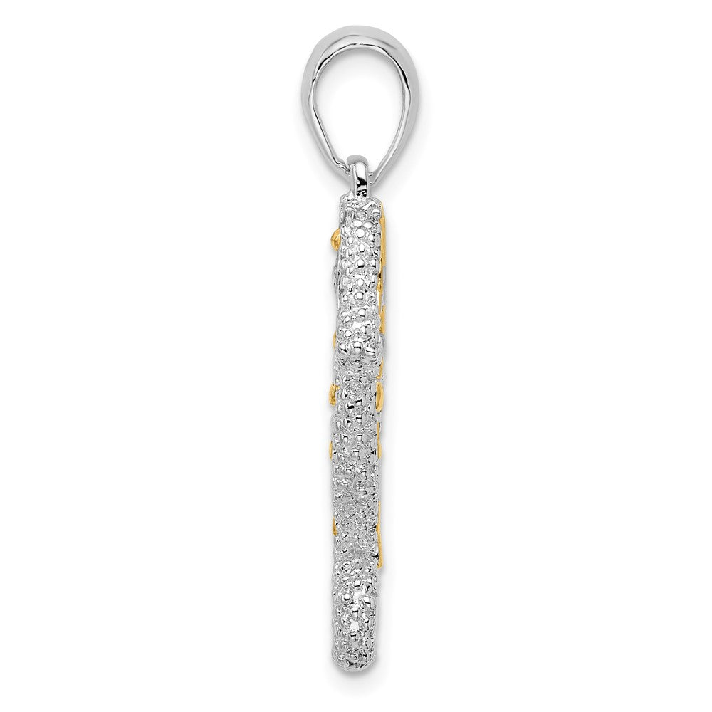 FJC Finejewelers 925 Silver and 14k Yellow Gold  3D Lg. Seahorse with Accent Charm 33 x 14 mm