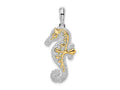 FJC Finejewelers 925 Silver and 14k Yellow Gold  3D Lg. Seahorse with Accent Charm 33 x 14 mm