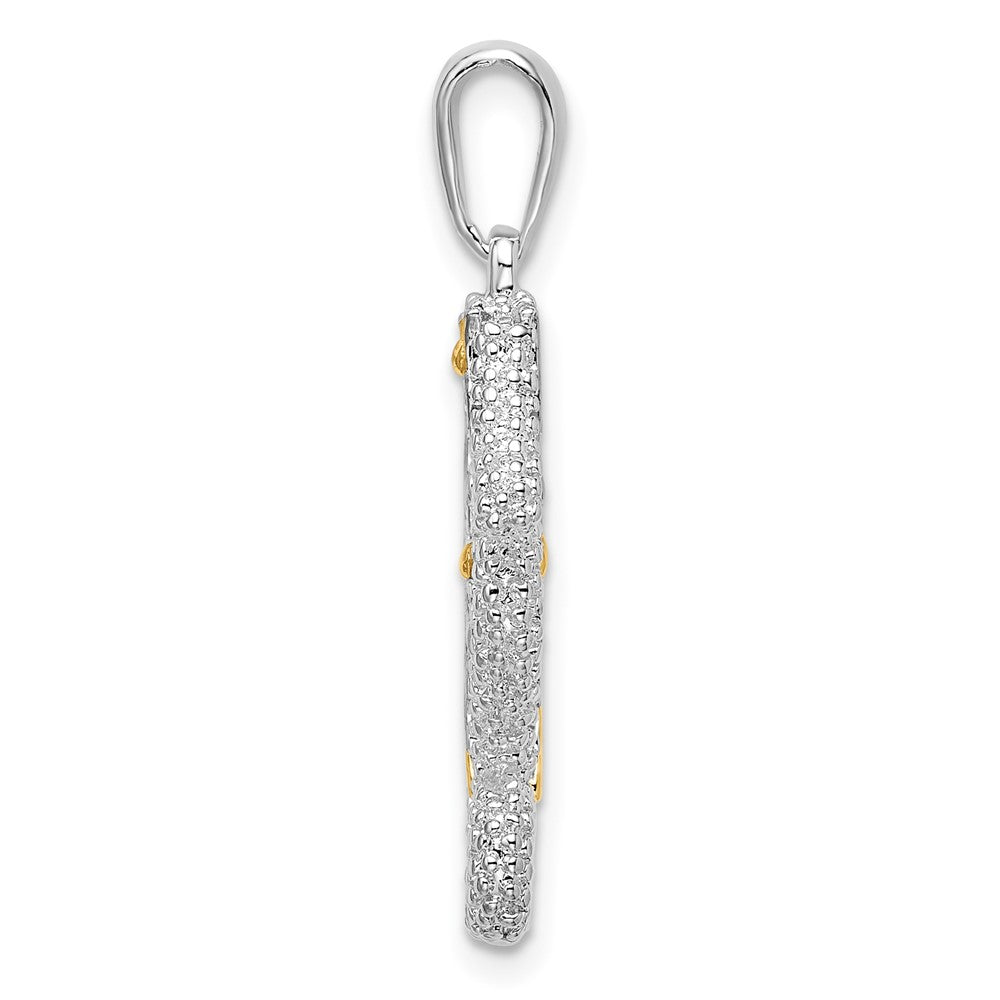 FJC Finejewelers 925 Silver and 14k Yellow Gold Rhodium Plated 3D Seahorse with Accent Charm 29 x 11 mm
