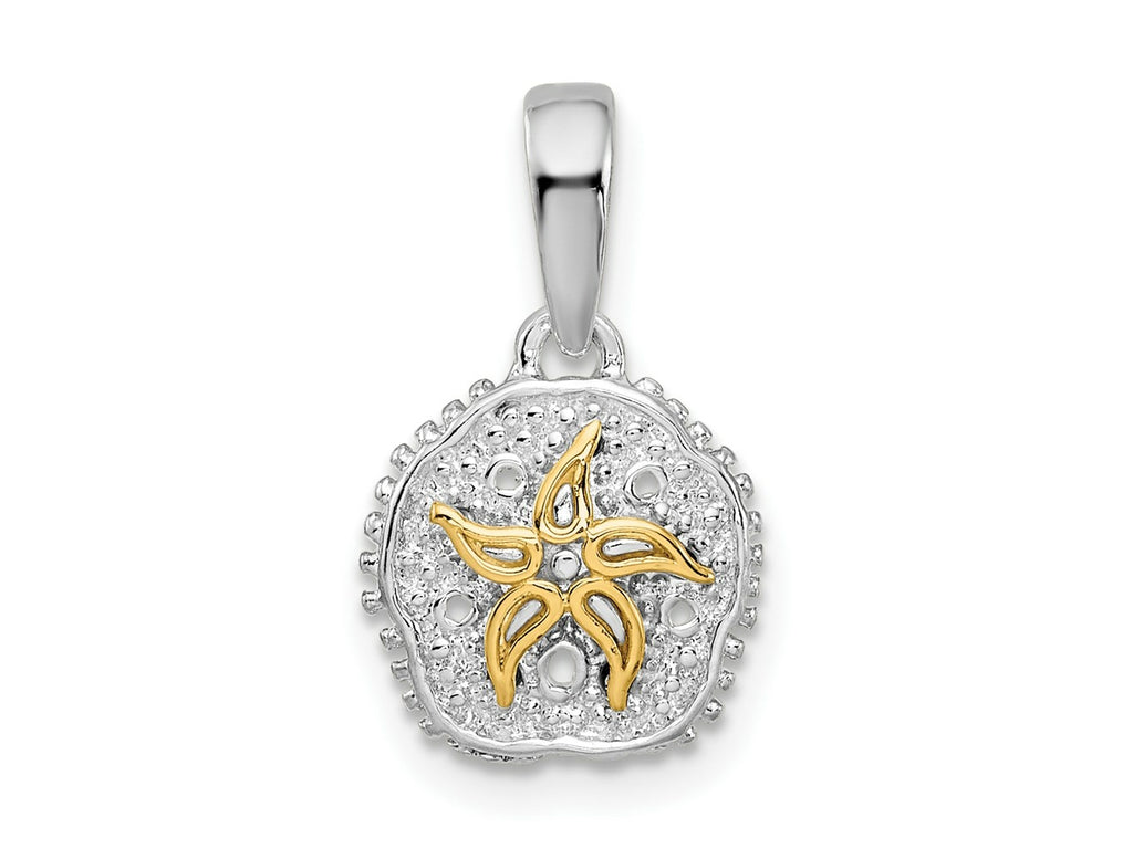 FJC Finejewelers 925 Silver and 14k Yellow Gold Rhodium Plated Sand Dollar with Starfish Charm 17 x 10 mm