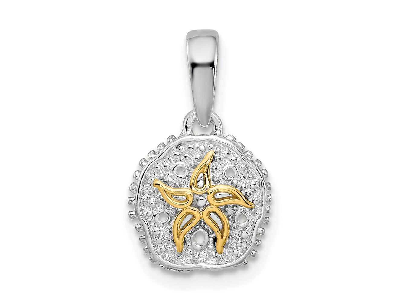 FJC Finejewelers 925 Silver and 14k Yellow Gold Rhodium Plated Sand Dollar with Starfish Charm 17 x 10 mm