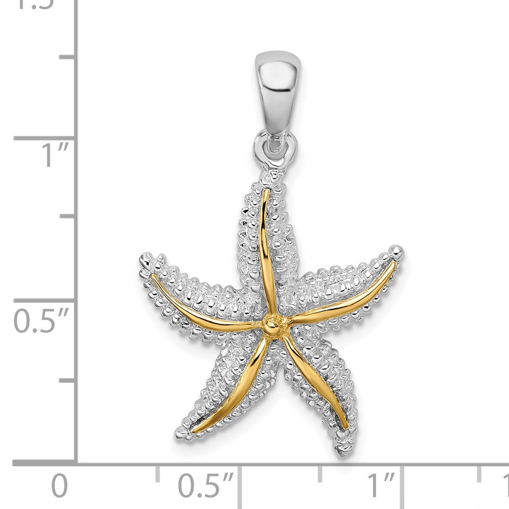 FJC Finejewelers 925 Silver and 14k Yellow Gold  Polished Starfish with Accent Charm 31 x 20 mm