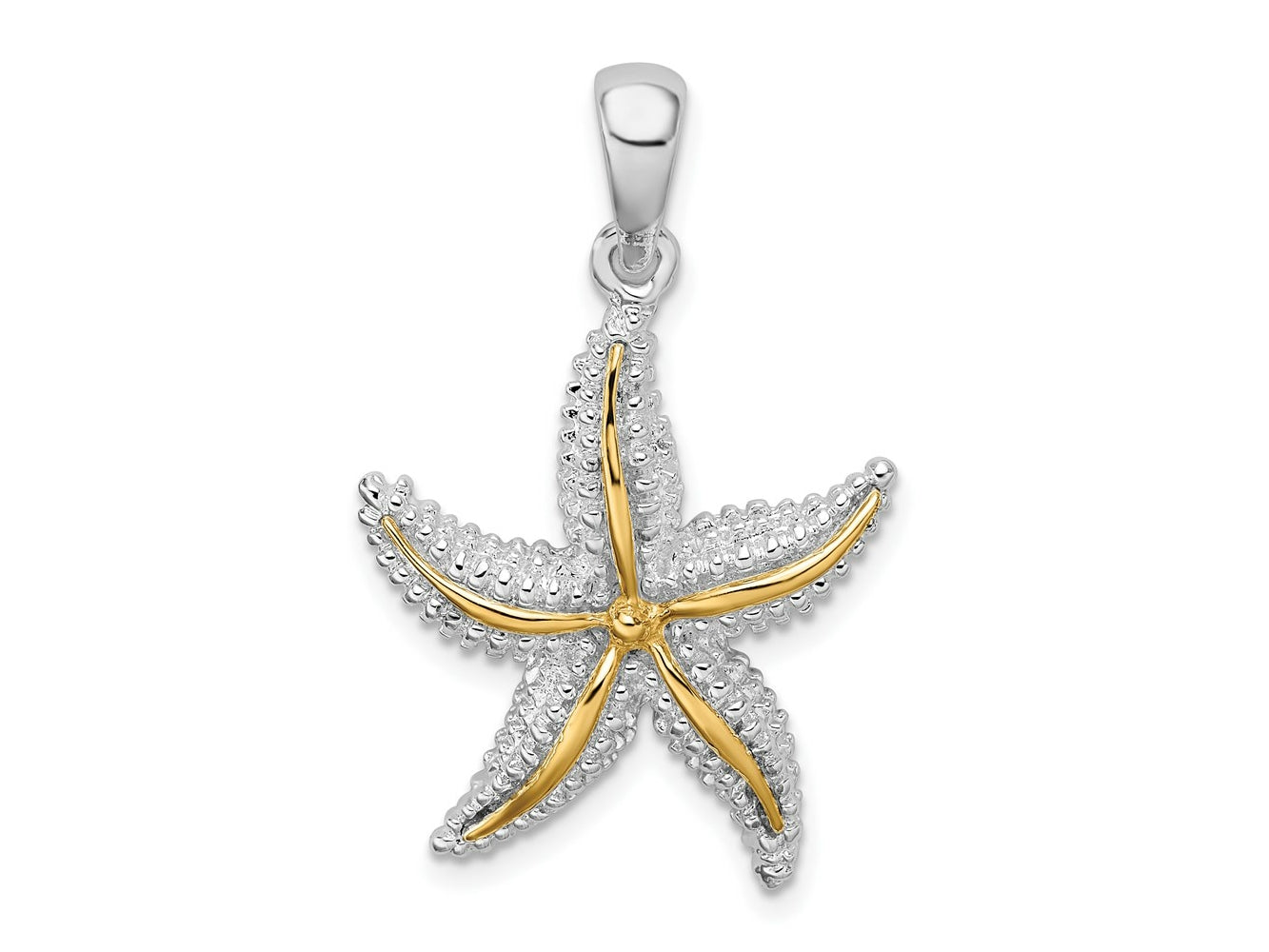 FJC Finejewelers 925 Silver and 14k Yellow Gold  Polished Starfish with Accent Charm 31 x 20 mm