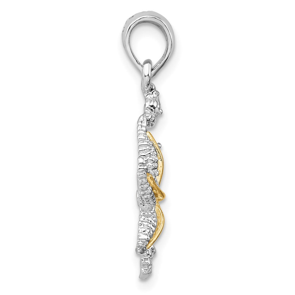 FJC Finejewelers 925 Silver and 14k Yellow Gold Rhodium Plated Seahorse/Starfish with Charm 28 x 18 mm
