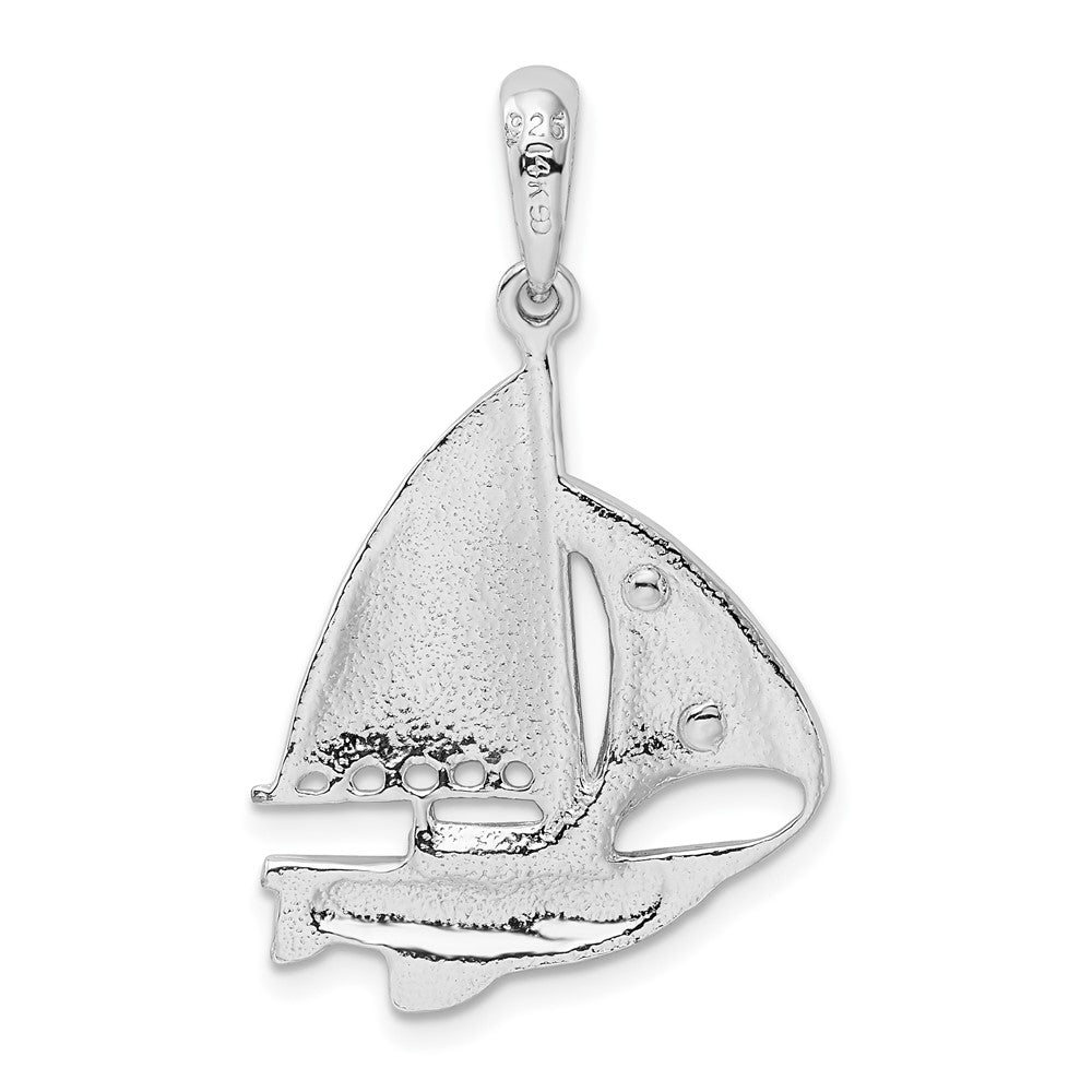 FJC Finejewelers 925 Silver and 14k Yellow Gold  Polished Sailboat with Sail Charm 33 x 20 mm