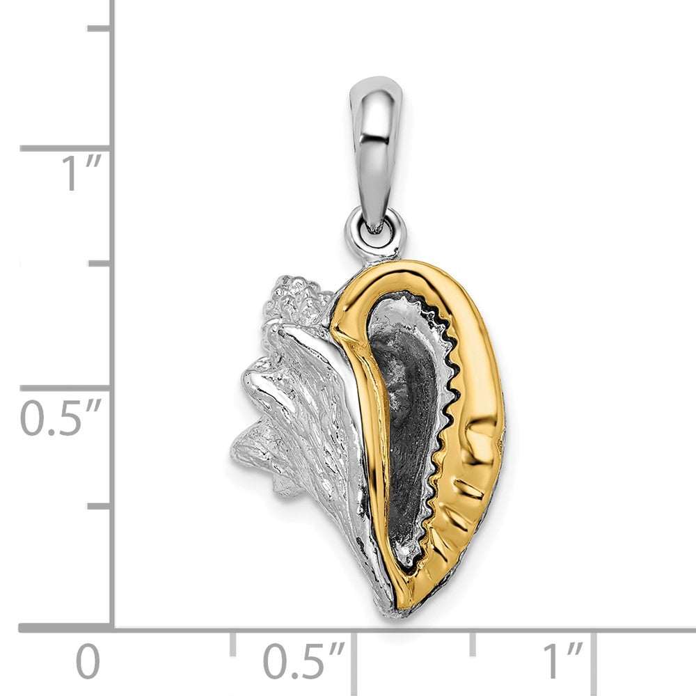 FJC Finejewelers 925 Silver and 14k Yellow Gold  3D Conch Shell with Accent Charm 28 x 14 mm