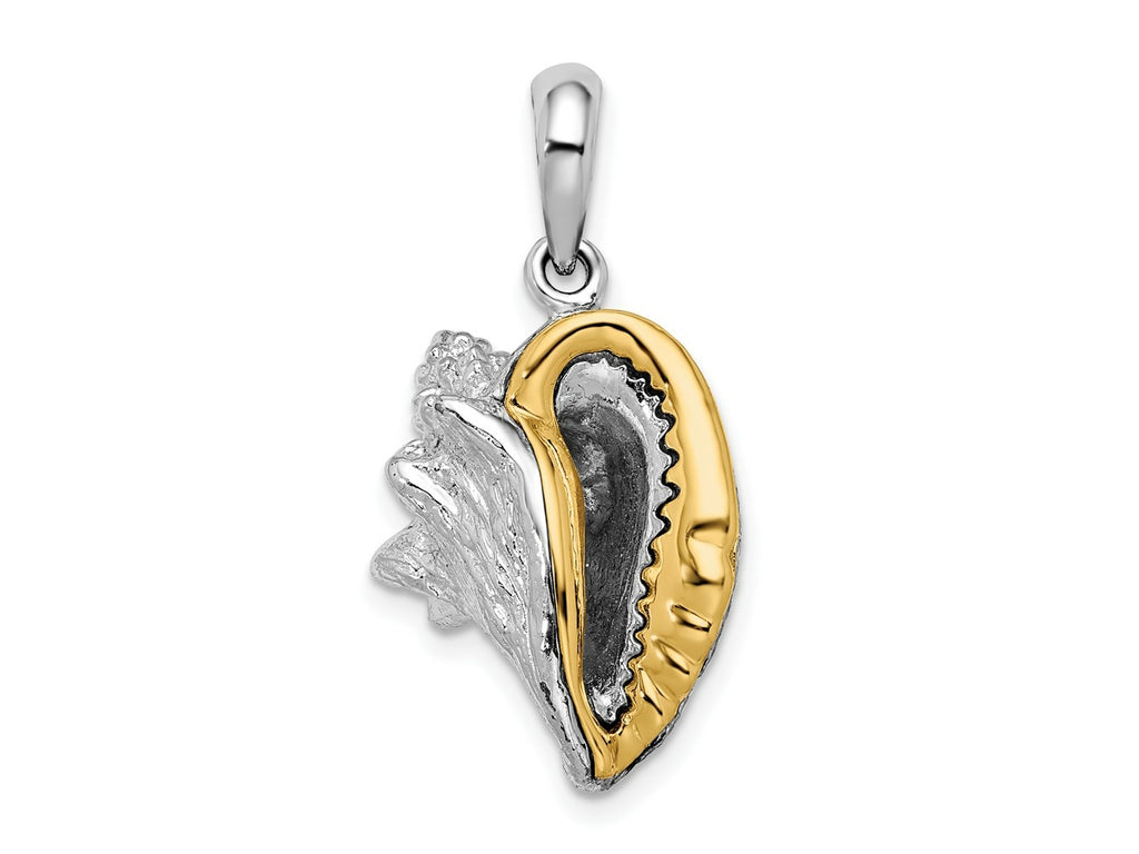 FJC Finejewelers 925 Silver and 14k Yellow Gold  3D Conch Shell with Accent Charm 28 x 14 mm