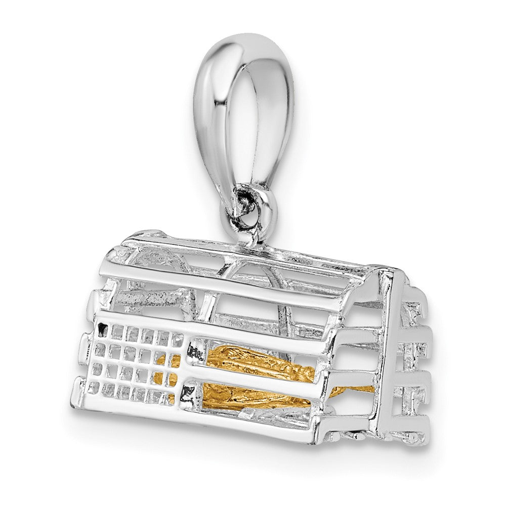 FJC Finejewelers 925 Silver and 14k Yellow Gold  Moveable 3D Trap with Lobster Charm 19 x 16 mm