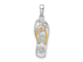 FJC Finejewelers 925 Silver and 14k Yellow Gold  3D Floral Flip-flop with Straps Charm 29 x 8 mm