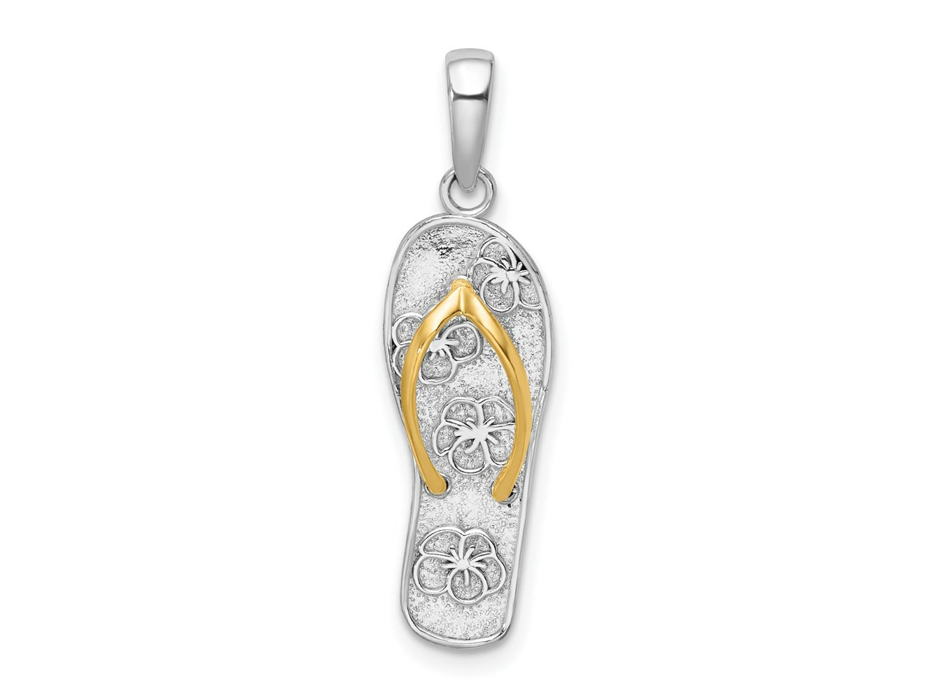 FJC Finejewelers 925 Silver and 14k Yellow Gold  3D Floral Flip-flop with Straps Charm 29 x 8 mm