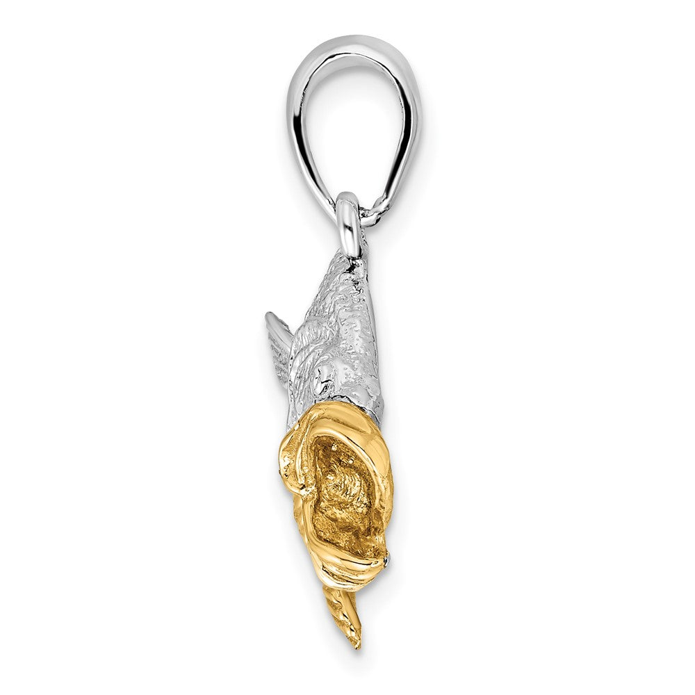 FJC Finejewelers 925 Silver and 14k Yellow Gold Accents  Jumping Bass Charm 28 x 26 mm
