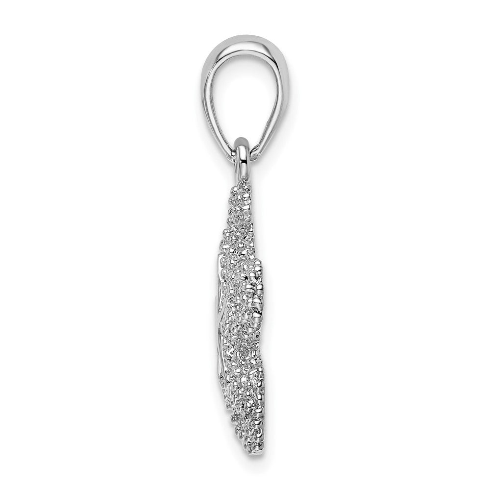 FJC Finejewelers 925 Silver and 14k Yellow Gold  Textured Starfish with Accent Charm 27 x 17 mm
