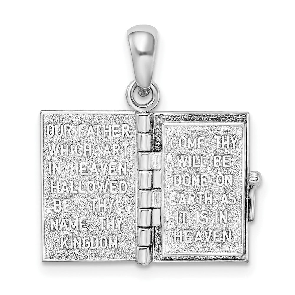 FJC Finejewelers 925 Silver Texture Lords Prayer Bible with Cross Charm 23 x 13 mm