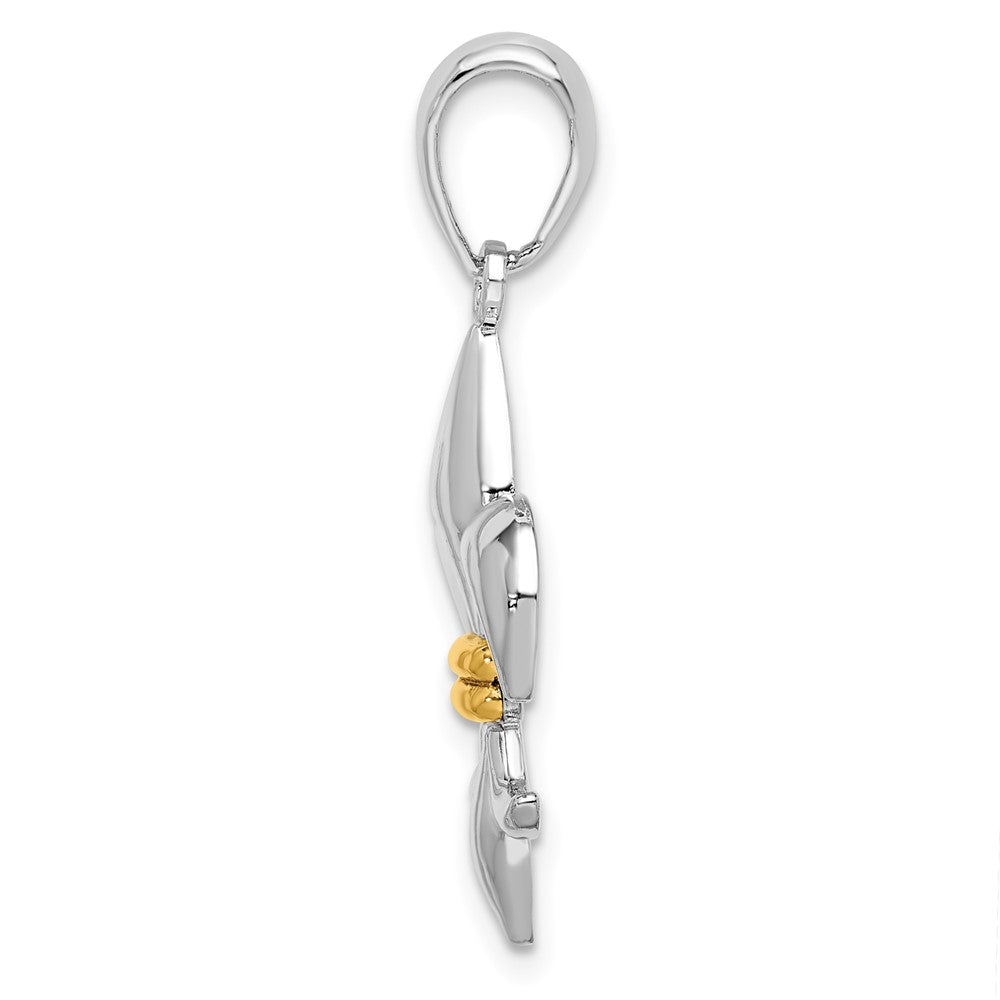 FJC Finejewelers 925 Silver and 14k Yellow Gold  Polished Fleur de Lis with Accent Charm 16 mm