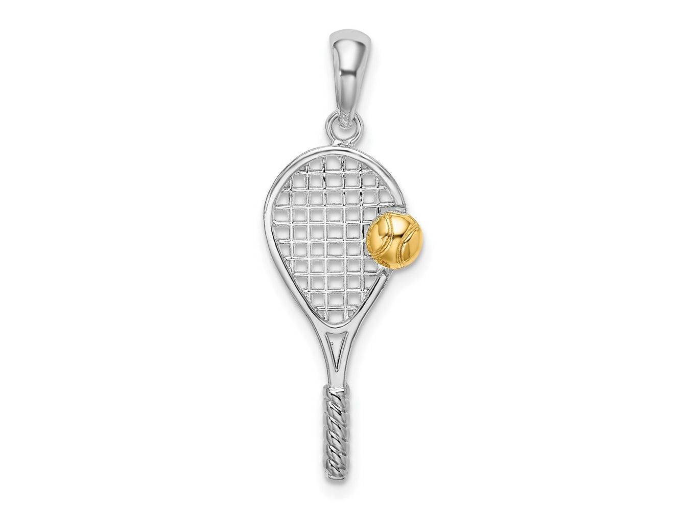 FJC Finejewelers 925 Silver and 14k Yellow Gold d Polished Tennis Racquet with Ball Charm 11 mm