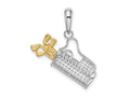 FJC Finejewelers 925 Silver and 14k Yellow Gold Rhodium Plated Polished Golf Bag with Clubs Charm 23 mm