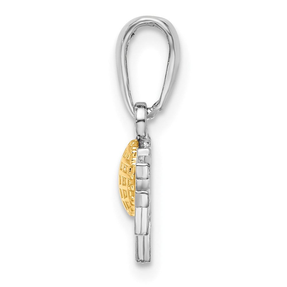 FJC Finejewelers 925 Silver and 14k Yellow Gold Rhodium Plated Polished GOLF Tee with Ball Charm 18 mm