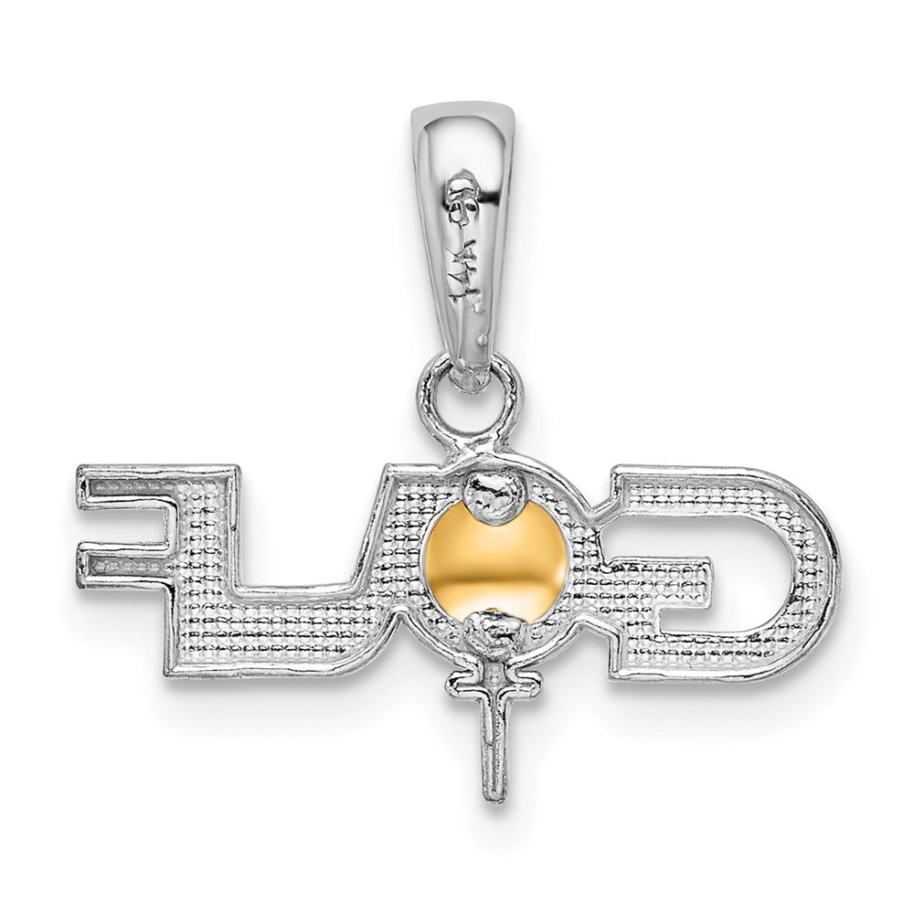 FJC Finejewelers 925 Silver and 14k Yellow Gold Rhodium Plated Polished GOLF Tee with Ball Charm 18 mm