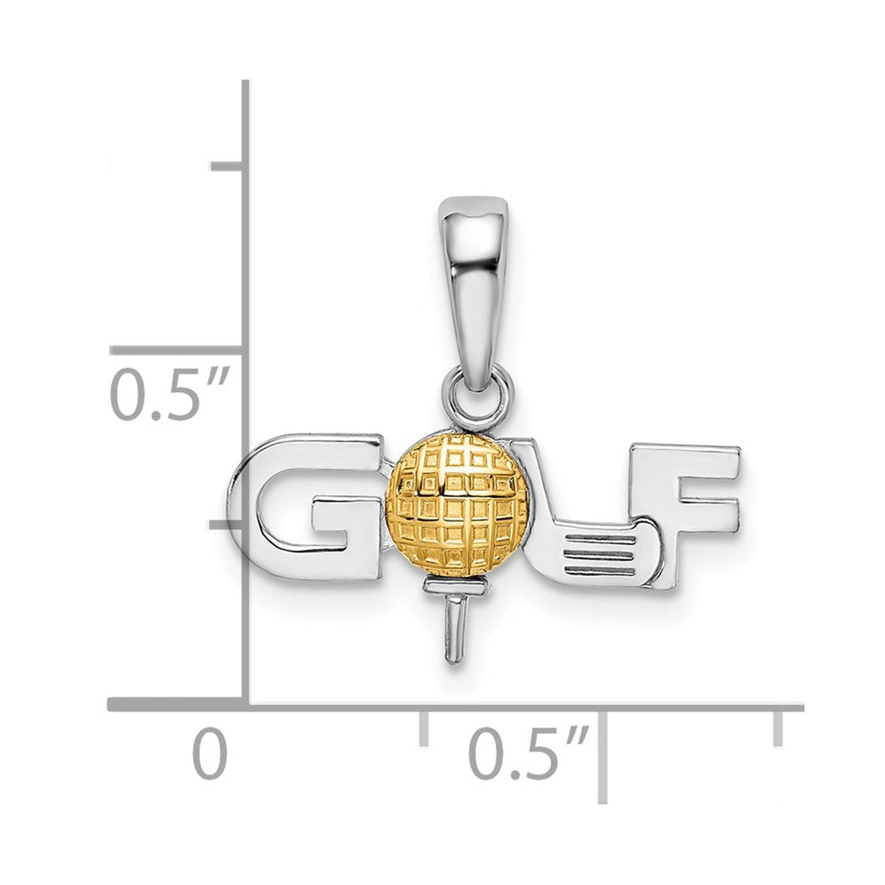 FJC Finejewelers 925 Silver and 14k Yellow Gold Rhodium Plated Polished GOLF Tee with Ball Charm 18 mm