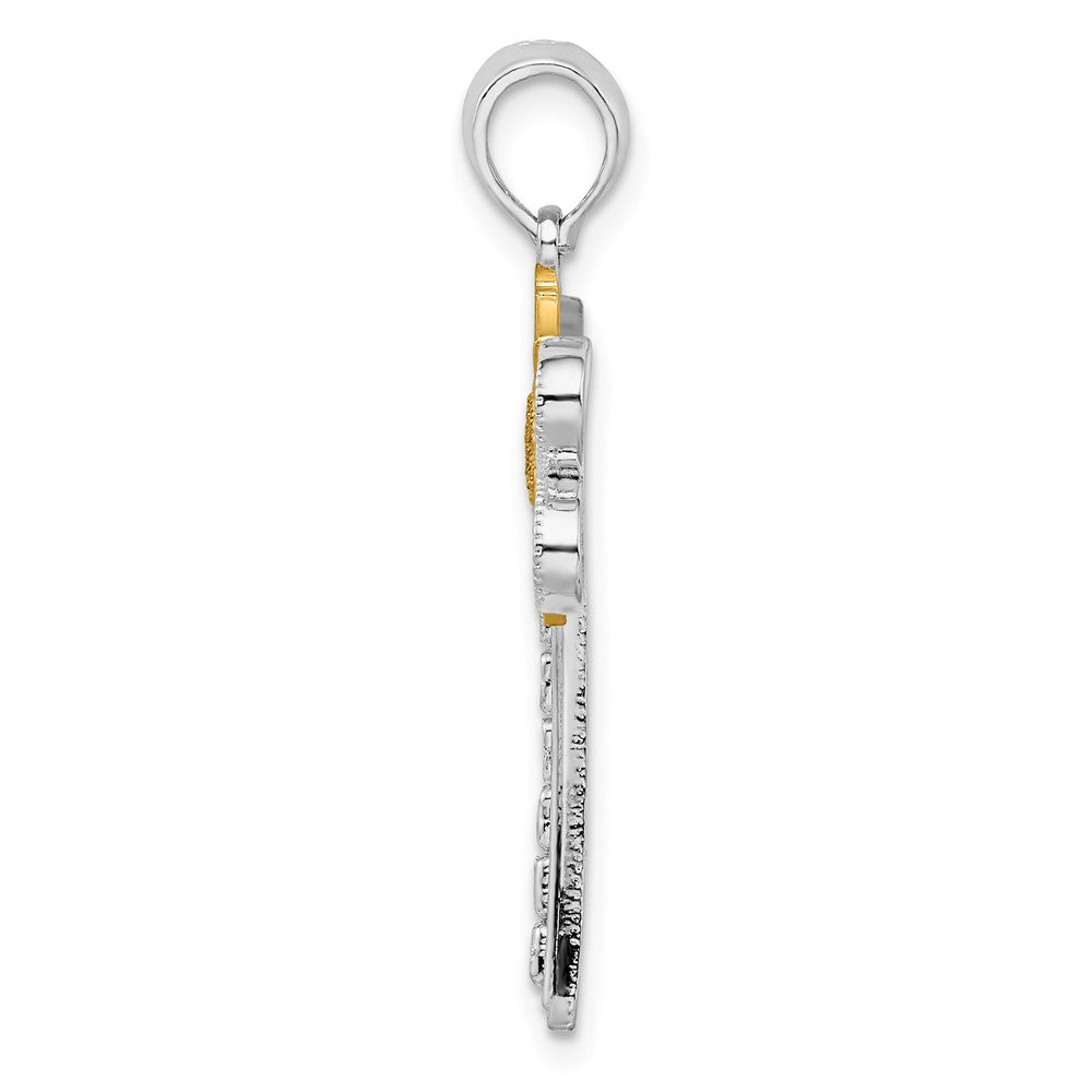 FJC Finejewelers 925 Silver and 14k Yellow Gold Rhodium Plated Polished Dragonfly with Accent Charm 29 mm