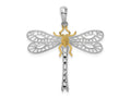 FJC Finejewelers 925 Silver and 14k Yellow Gold Rhodium Plated Polished Dragonfly with Accent Charm 29 mm