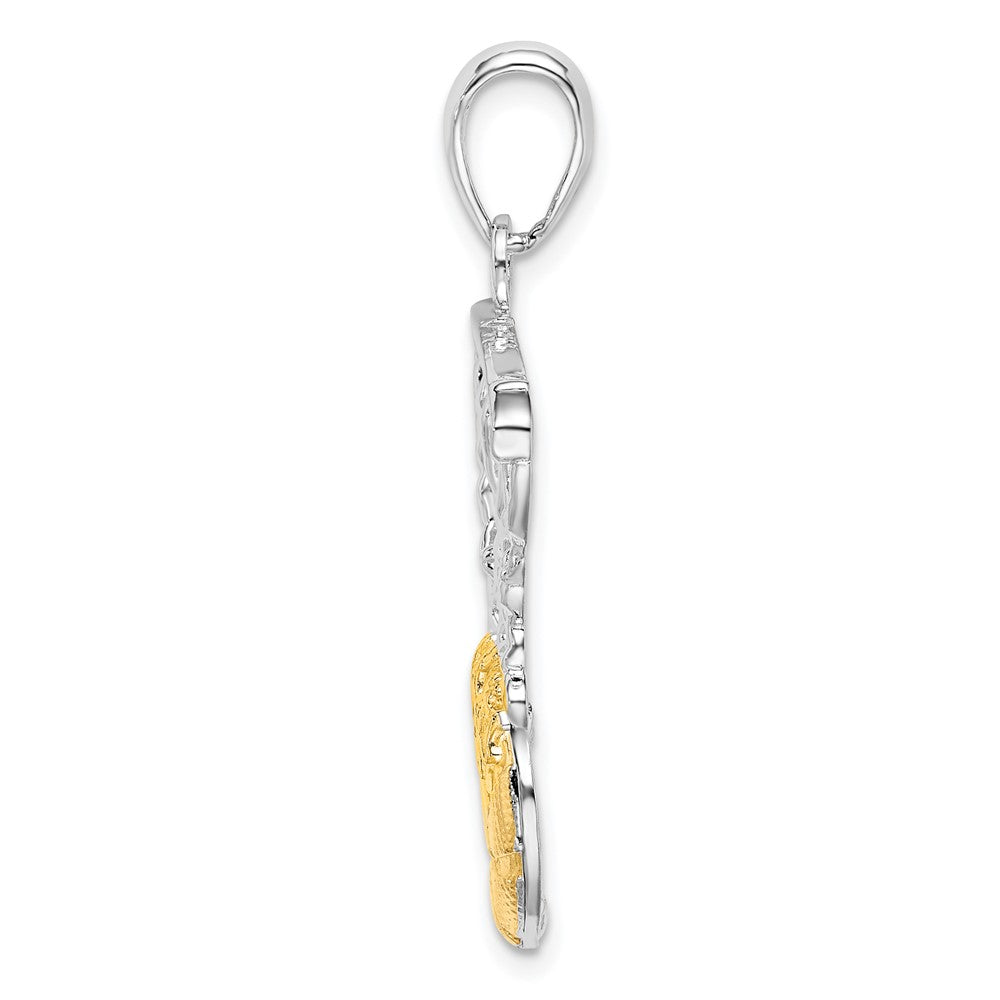 FJC Finejewelers 925 Silver and 14k Yellow Gold Rhodium Plated Polished Net with Basketball Charm 22 mm