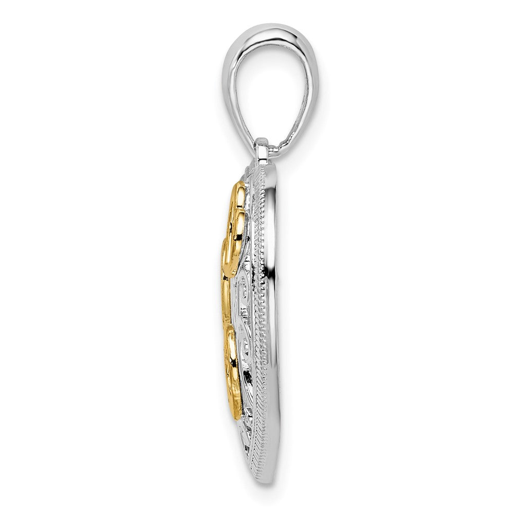 FJC Finejewelers 925 Silver and 14k Yellow Gold Accent  Rhodium Plated Fancy Heart Charm