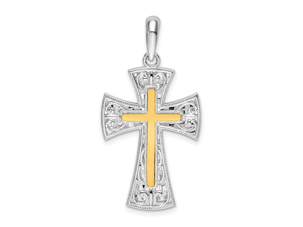 FJC Finejewelers 925 Silver Polished Fancy Cross with Accent Charm 19 mm