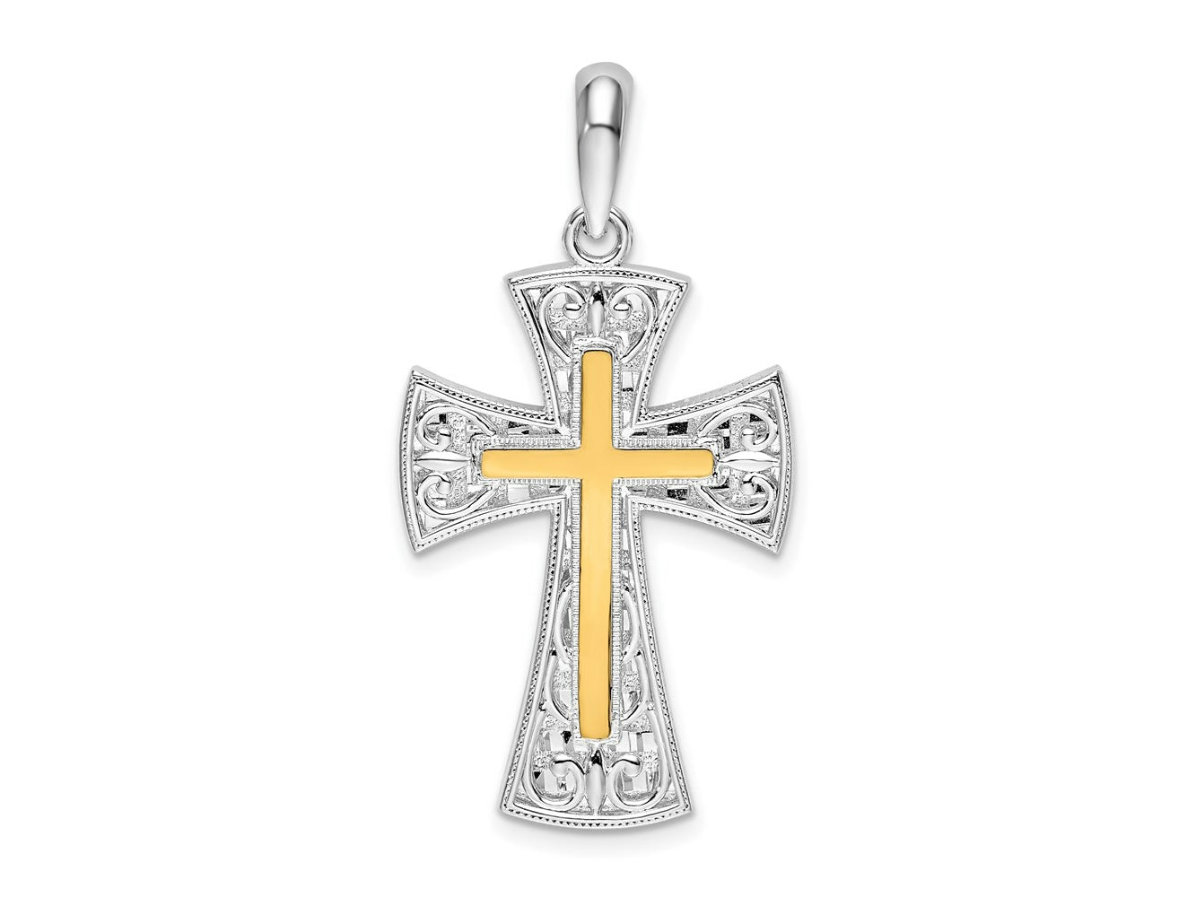 FJC Finejewelers 925 Silver Polished Fancy Cross with Accent Charm 19 mm
