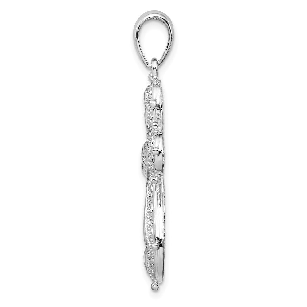 FJC Finejewelers 925 Silver and 14k Yellow Accent Gold d Polished Filigree Cross Charm 24 mm