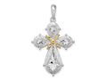 FJC Finejewelers 925 Silver and 14k Yellow Accent Gold d Polished Filigree Cross Charm 24 mm