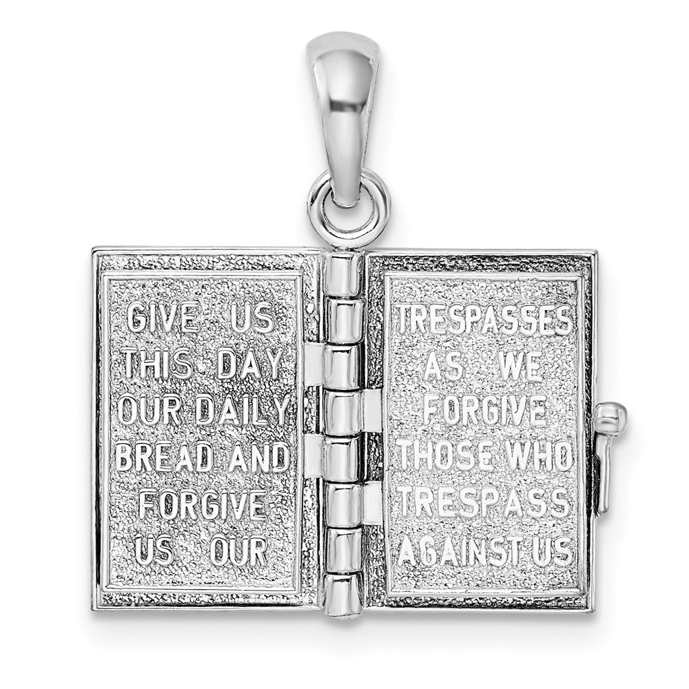 FJC Finejewelers 925 Silver and 14k Yellow Gold Rhod-plted 3D Lords Prayer Holy Bible with Charm 24 x 13 mm