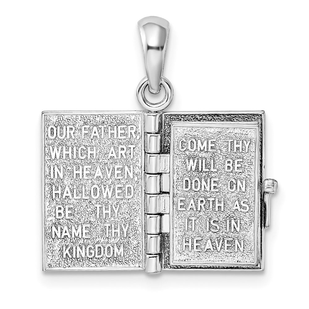 FJC Finejewelers 925 Silver and 14k Yellow Gold Rhod-plted 3D Lords Prayer Holy Bible with Charm 24 x 13 mm