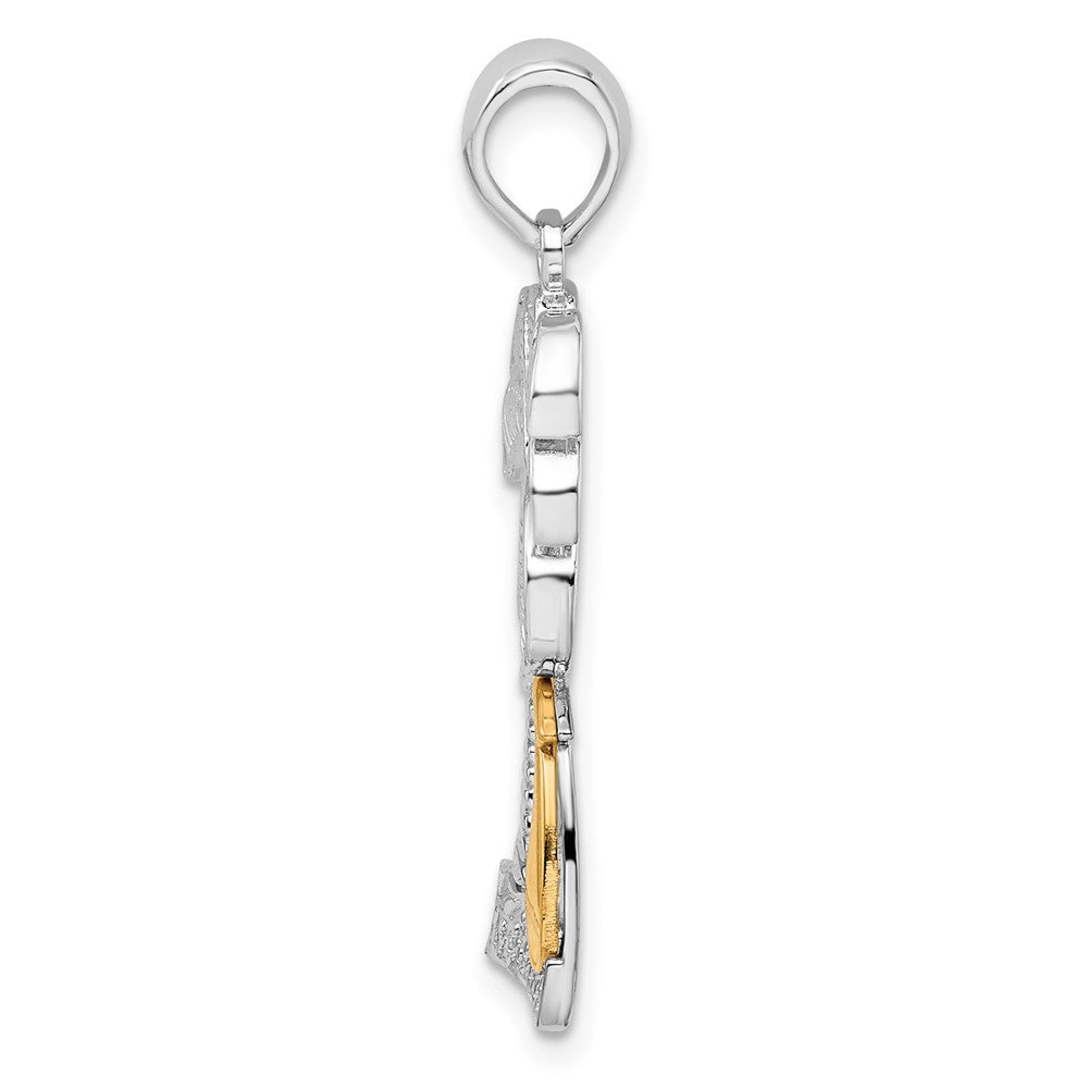 FJC Finejewelers 925 Silver and 14k Yellow Gold Accent Polished Palm Tree with Sailboat Charm 23 x 14 mm