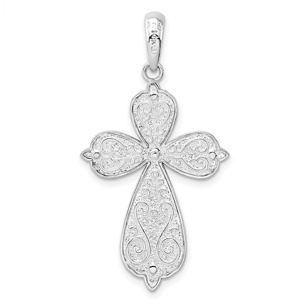 FJC Finejewelers 925 Silver and 14k Yellow Gold Accent Bright Cut Rounded Cross Charm 20 mm