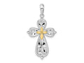 FJC Finejewelers 925 Silver and 14k Yellow Gold Accent Bright Cut Rounded Cross Charm 20 mm
