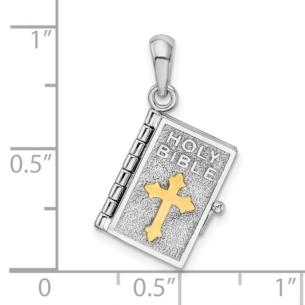 FJC Finejewelers 925 Silver and 14k Yellow Gold Accent Polished 3D Lords Prayer Holy Bible Charm