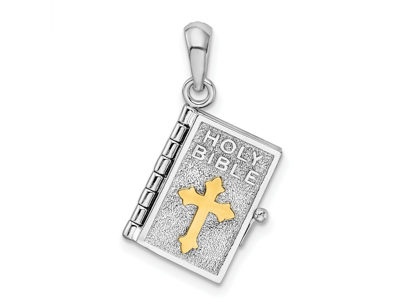 FJC Finejewelers 925 Silver and 14k Yellow Gold Accent Polished 3D Lords Prayer Holy Bible Charm