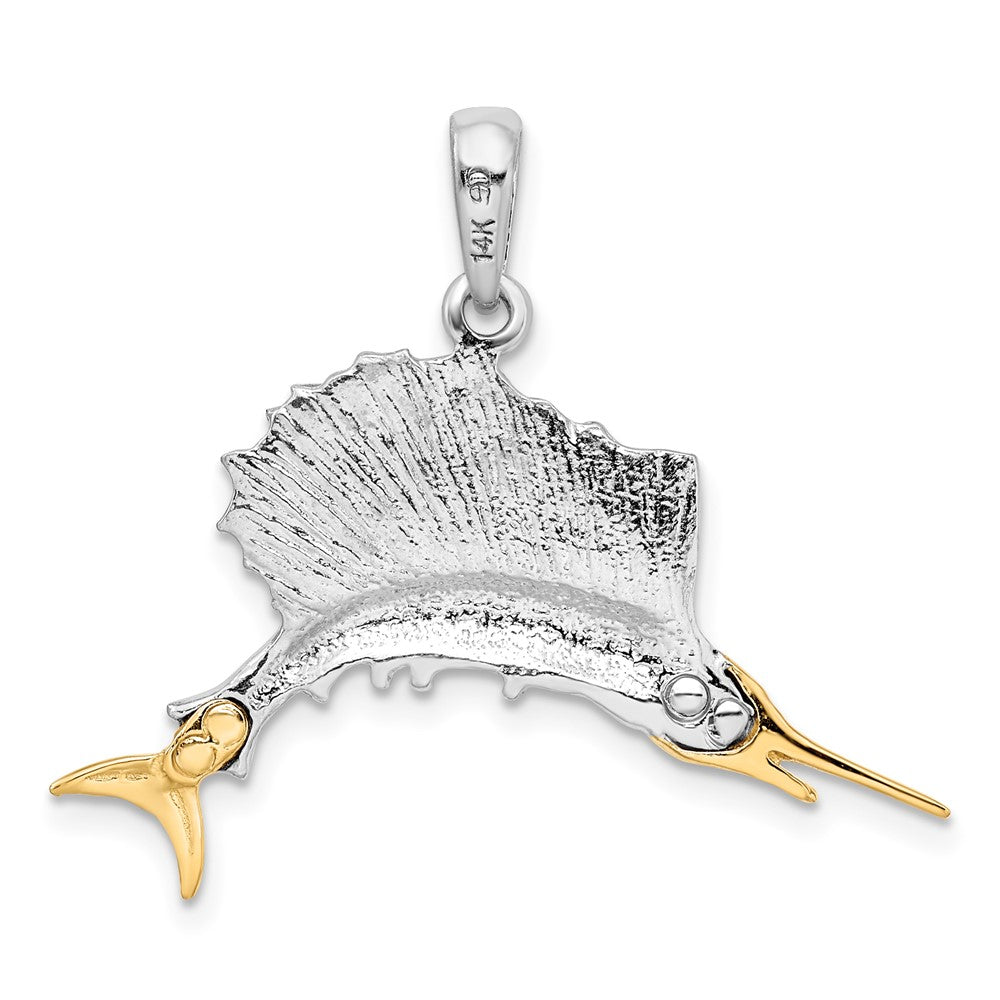 FJC Finejewelers 925 Silver and 14k Yellow Gold Accents Polished Sailfish Charm 28 x 31 mm
