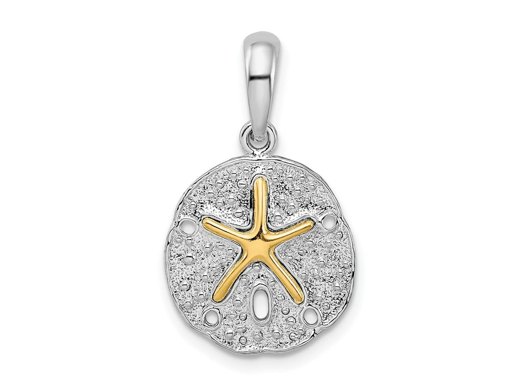FJC Finejewelers 925 Silver and 14k Yellow Gold Accents Textured Sand Dollar with Starfish Charm