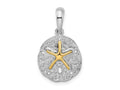 FJC Finejewelers 925 Silver and 14k Yellow Gold Accents Textured Sand Dollar with Starfish Charm