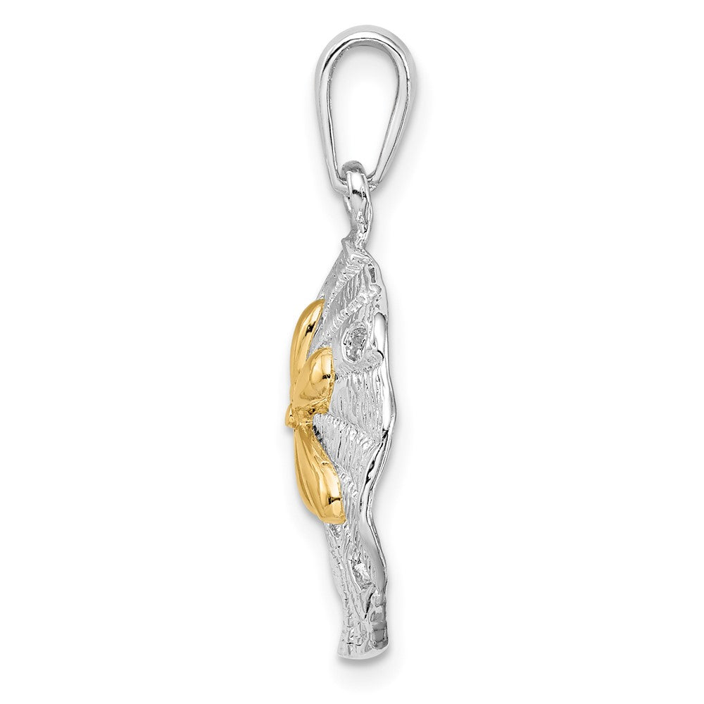 FJC Finejewelers 925 Silver and 14k Yellow Gold Accent Textured Sand Dollar Charm 27 x 17 mm