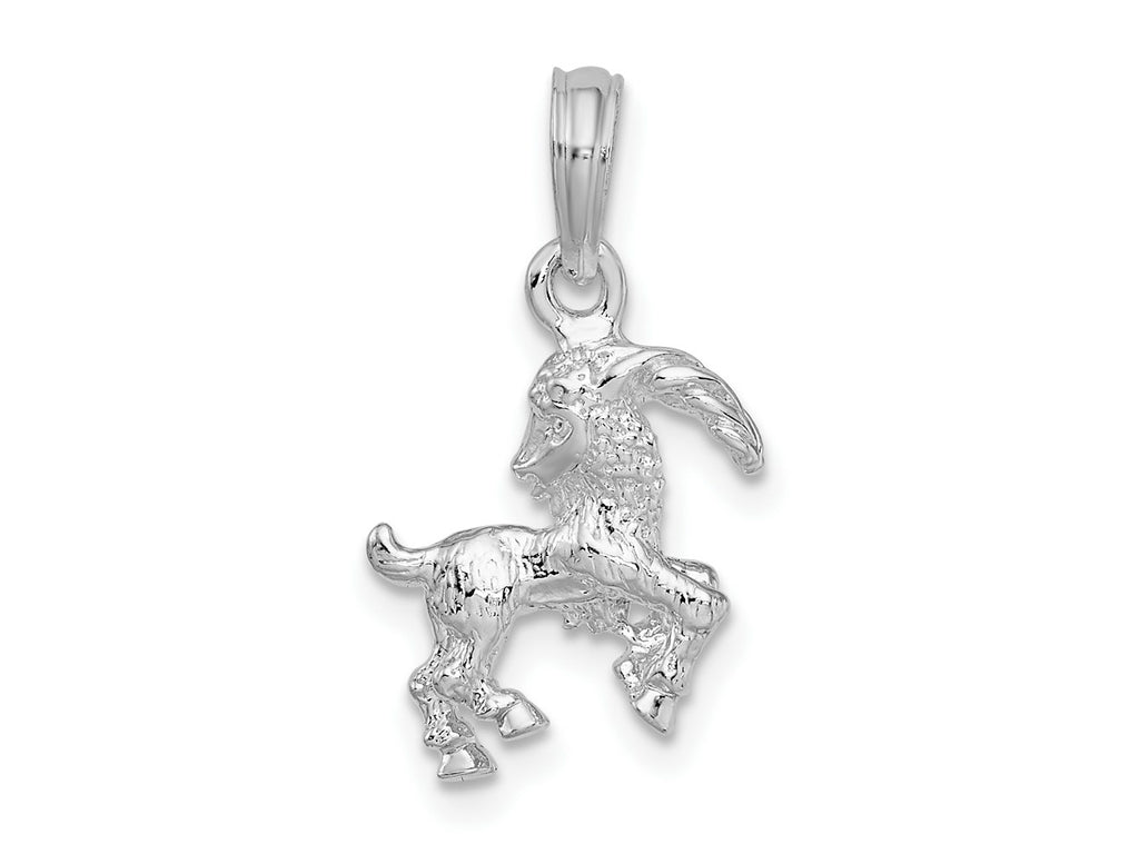 FJC Finejewelers 925 Sterling Silver Rhodium Plated Polished 3D Capricorn Zodiac Charm