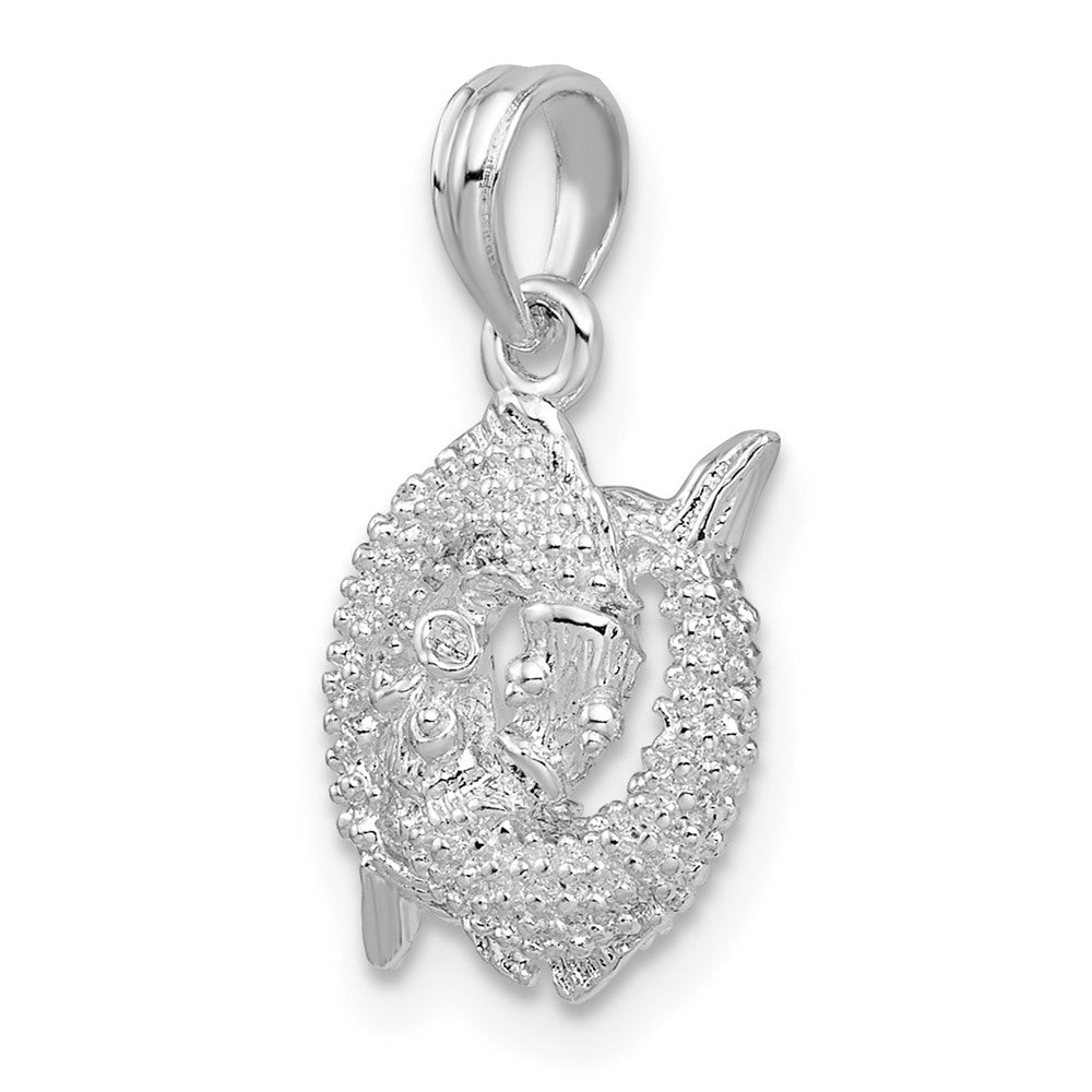 FJC Finejewelers 925 Sterling Silver Rhodium Plated Polished 3D Pisces Zodiac Charm