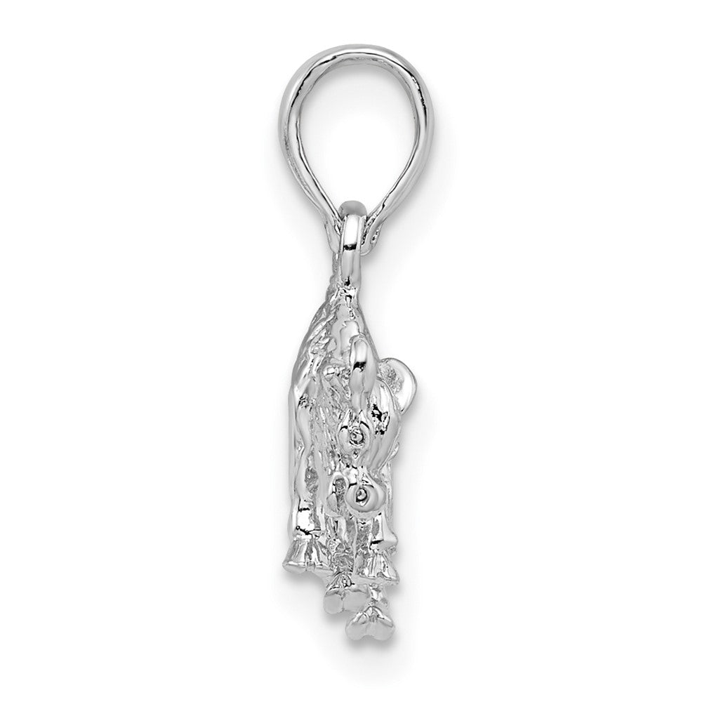 FJC Finejewelers 925 Sterling Silver Rhodium Plated Polished 3D Taurus Zodiac Charm