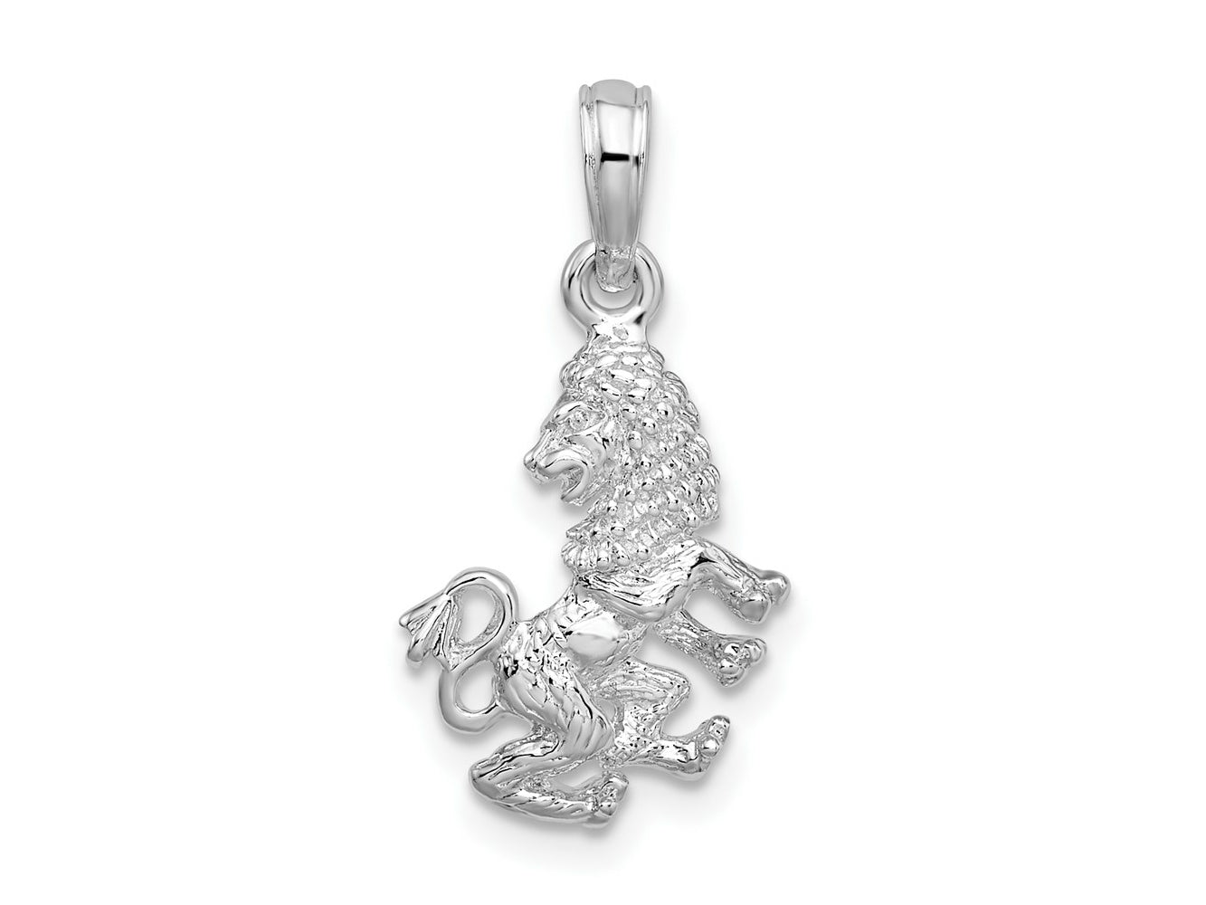 FJC Finejewelers 925 Sterling Silver Rhodium Plated Polished 3D Leo Zodiac Charm
