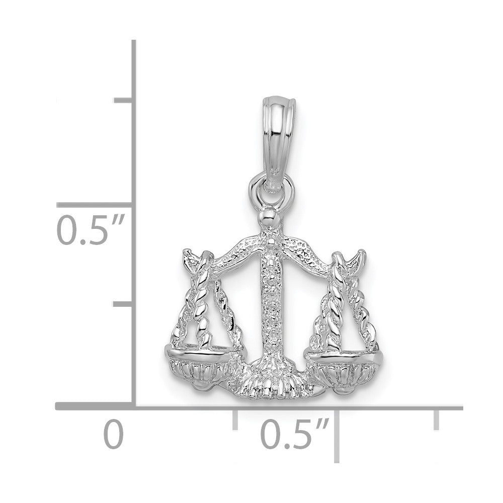 FJC Finejewelers 925 Sterling Silver Rhodium Plated Polished 3D Libra Zodiac Charm