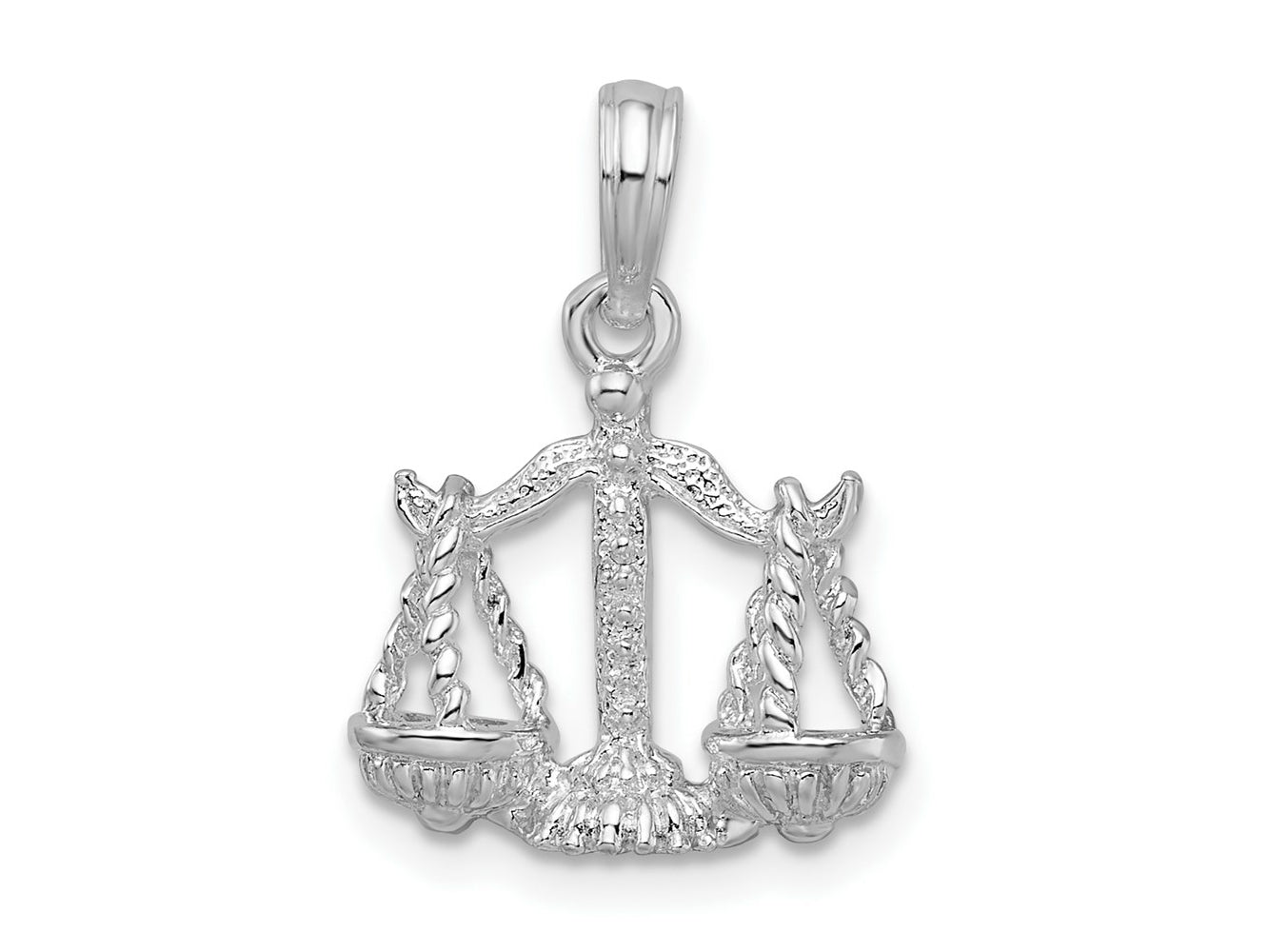 FJC Finejewelers 925 Sterling Silver Rhodium Plated Polished 3D Libra Zodiac Charm