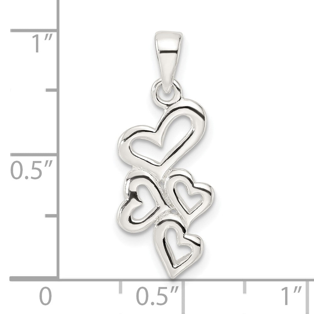 FJC Finejewelers 925 Sterling Silver Polished Multiple Heart Charm 26 x 10 mm